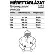 Gyerekpulóver mérettáblázat