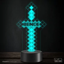 3D lámpa Minecraft Kard EGYEDI NÉVVEL
