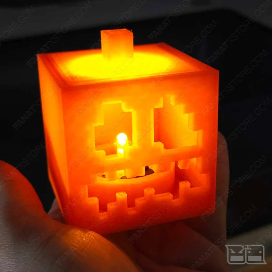 PixelCRAFT Töklámpás gamer dekor lámpa elektomos teamécsessel (like Minecraft)